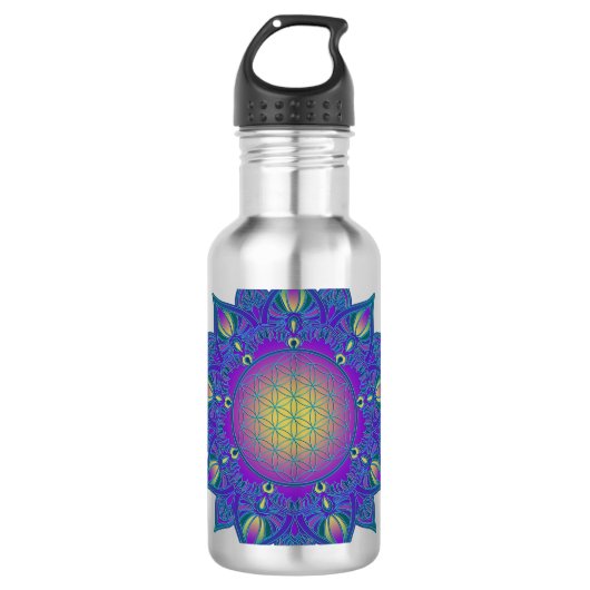 Bloem Van Leven - Indiase Mandala 3 Waterfles (Voorkant)