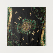 Bloem van leven - Malachietwervelkolom en bustaven Wandkleed (Voorkant (horizontaal))