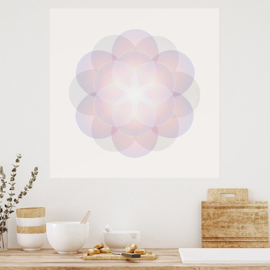 Bloem van leven Mandala Art Meditation Poster (Keuken)