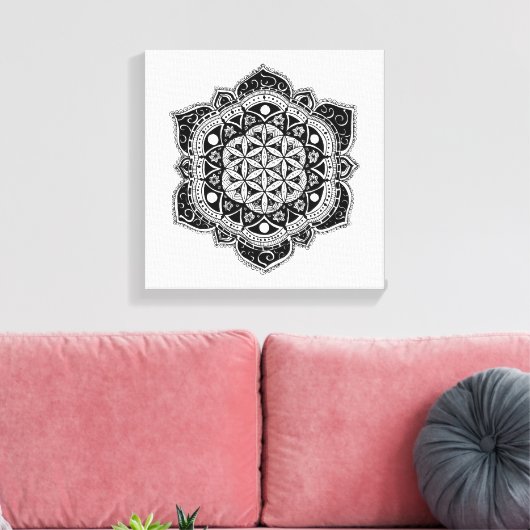 Bloem van leven Mandala Canvas Afdruk (Insitu (Woonkamer))