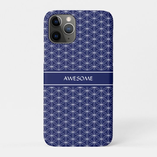 Bloem van Leven Patroon op Navyblauw Case-Mate iPhone Case (Achterkant)