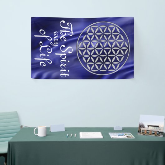 Bloem van leven - stempel zilver + je rug. en idee spandoek (Beurs)