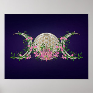 Bloem van leven Triple Moon Lotus Poster