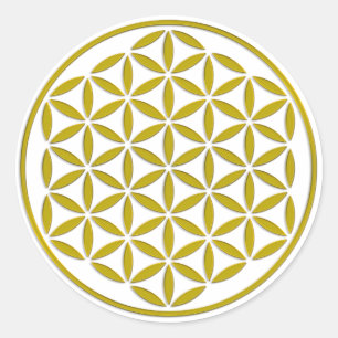 Bloem van leven - zegelgoud + je rug. en ideeën ronde sticker