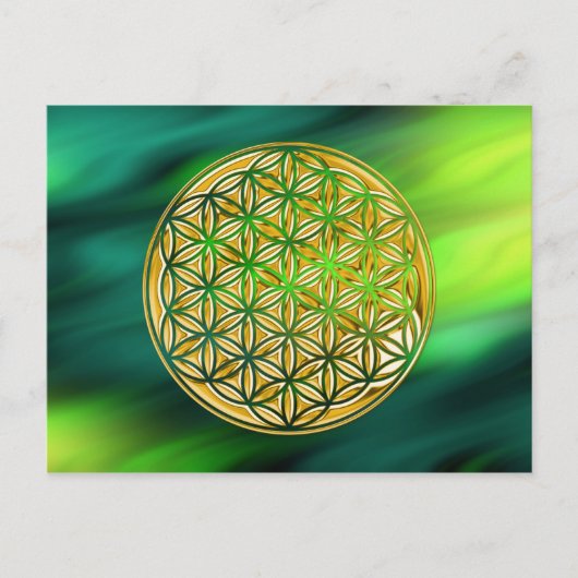 Bloem van levend/vol goud | groene golven briefkaart (Voorkant)