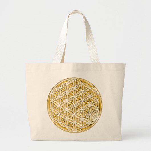 Bloem van levend/vol goud grote tote bag (Voorkant)