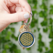 Bloem van levend/vol goud sleutelhanger (Hand)