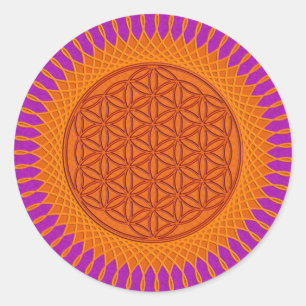 Bloem van levend/zonnig ontwerp   magenta splatter ronde sticker