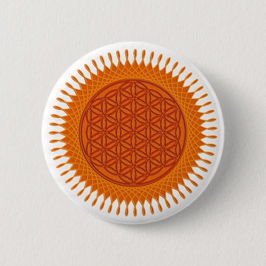 Bloem van levend/zonnig ontwerp ronde button 5,7 cm (Voorkant)
