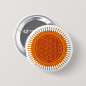 Bloem van levend/zonnig ontwerp ronde button 5,7 cm (Voorkant /achterkant)