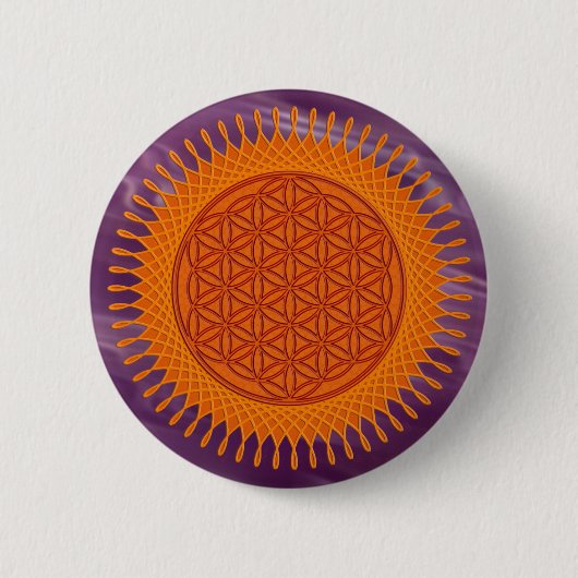 Bloem van levend/zonnig ontwerp ronde button 5,7 cm (Voorkant)