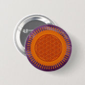 Bloem van levend/zonnig ontwerp ronde button 5,7 cm (Voorkant /achterkant)