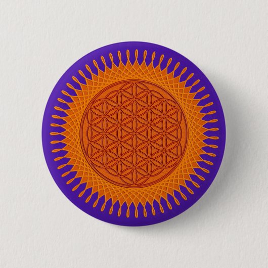 Bloem van levend/zonnig ontwerp ronde button 5,7 cm (Voorkant)