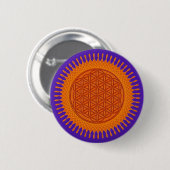 Bloem van levend/zonnig ontwerp ronde button 5,7 cm (Voorkant /achterkant)