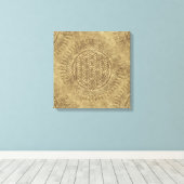 Bloem van levende dieren - zon - naadloos patroon canvas afdruk (Insitu (Houten vloer))