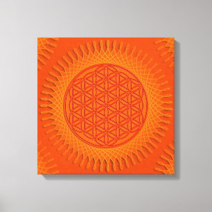 Bloem van levende dieren - zon - naadloos patroon canvas afdruk