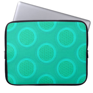 Bloem van levende dieren - zon - naadloos patroon laptop sleeve