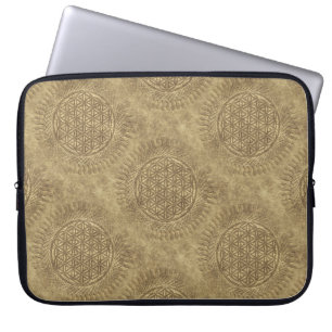 Bloem van levende dieren - zon - naadloos patroon  laptop sleeve
