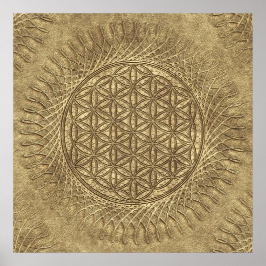 Bloem van levende dieren - zon - naadloos patroon  poster (Voorkant)