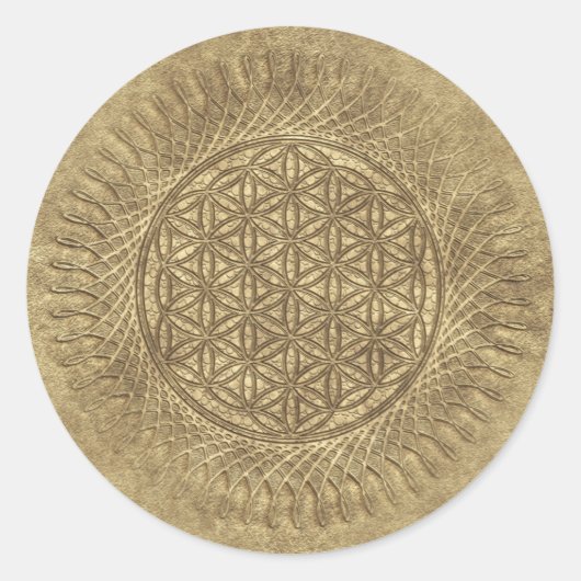 Bloem van levende dieren - zon - naadloos patroon  ronde sticker (Voorkant)