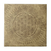 Bloem van levende dieren - zon - naadloos patroon tegeltje (Voorkant)