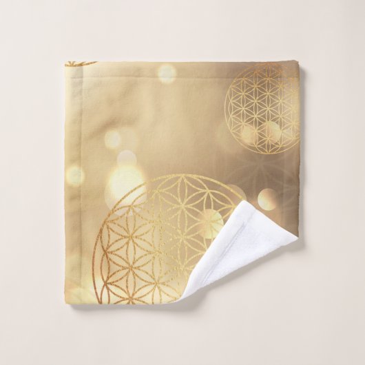 Bloem van levensgoud bad handdoek (Wasdoekje)