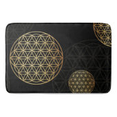 Bloem van levensgoud en zwart ademaat badmat (Voorkant)