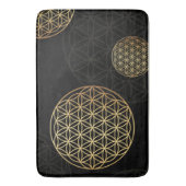 Bloem van levensgoud en zwart ademaat badmat (Voorkant Verticaal)