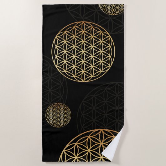 Bloem van levensgoud strandlaken (Voorkant)