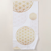 Bloem van levensgoud wit strandlaken (Voorkant)