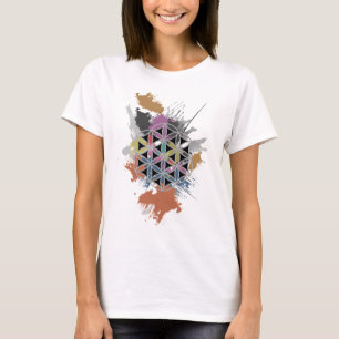Bloem van levensgrunge verf t-shirt