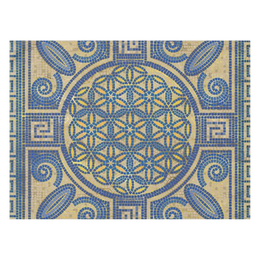 Bloem van levensmozaïektegel N1 Tafelkleed (Voorkant (Horizontaal))