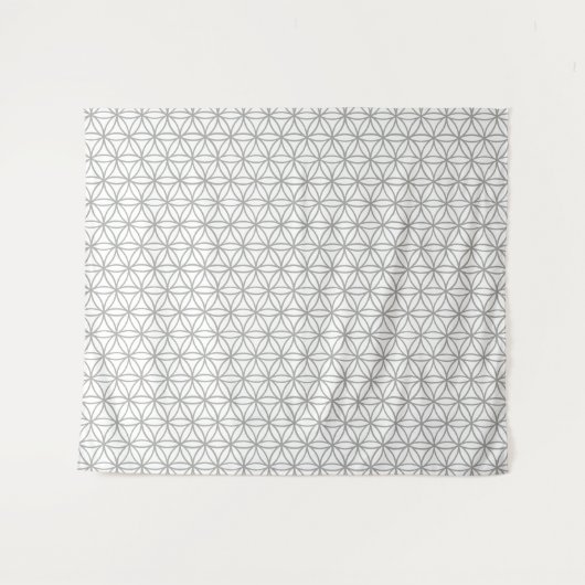 Bloem van levenspatroon: Grijs Wandkleed (Voorkant (horizontaal))