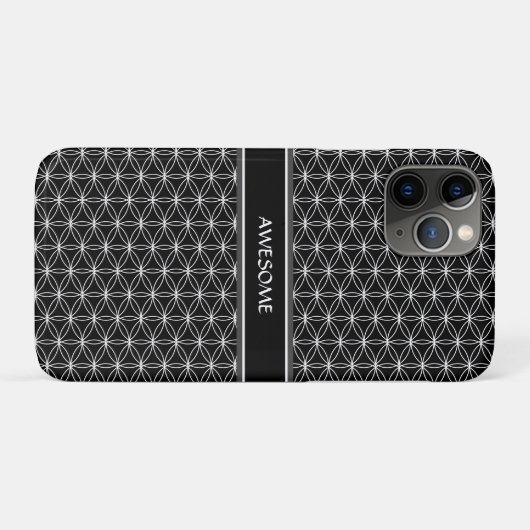 Bloem van levenspatroon op zwart Case-Mate iPhone case (Achterkant (horizontaal))