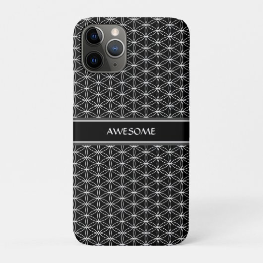Bloem van levenspatroon op zwart Case-Mate iPhone case (Achterkant)