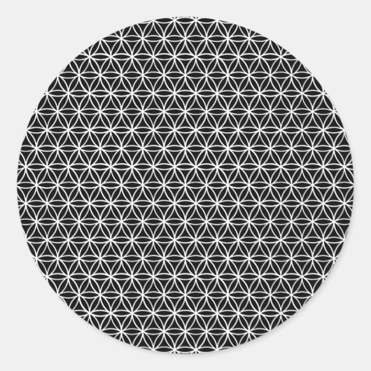 Bloem van levenspatroon: Zwart en wit Ronde Sticker (Voorkant)