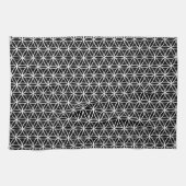 Bloem van levenspatroon: Zwart en wit Theedoek (Horizontaal)