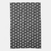 Bloem van levenspatroon: Zwart en wit Theedoek (Verticaal)