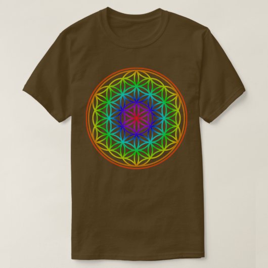 Bloem van levensregenboogkleuren Geometrie T-shirt (Design voorkant)