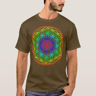 Bloem van levensregenboogkleuren Geometrie T-shirt