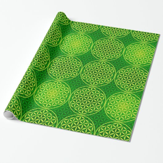 Bloem van levensverzekering - stempelpatroon - gro cadeaupapier (Uitgerold)