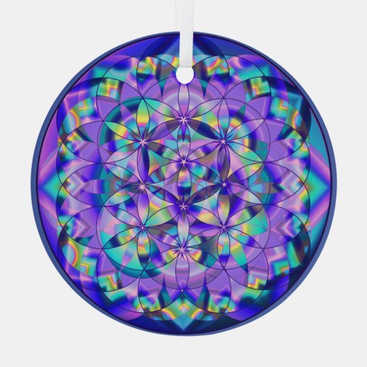 Bloem van Life Blue~ Glas Ornament (Achterkant)