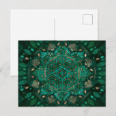 Bloem van Life Dot Art malachietgoud Briefkaart (Voorkant / Achterkant)
