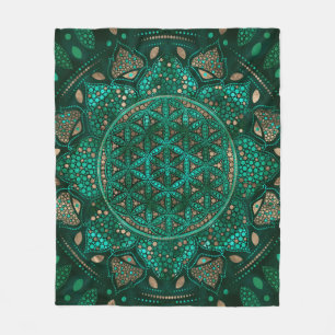 Bloem van Life Dot Art malachietgoud Fleece Deken