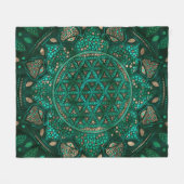Bloem van Life Dot Art malachietgoud Fleece Deken (Voorkant (Horizontaal))