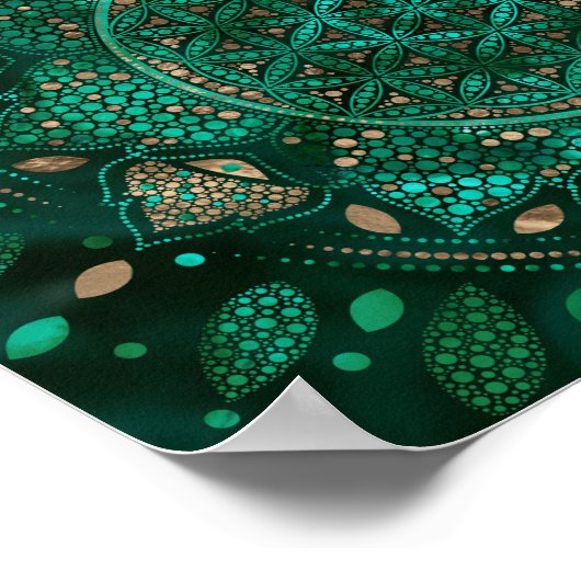 Bloem van Life Dot Art malachietgoud Poster (Hoek)