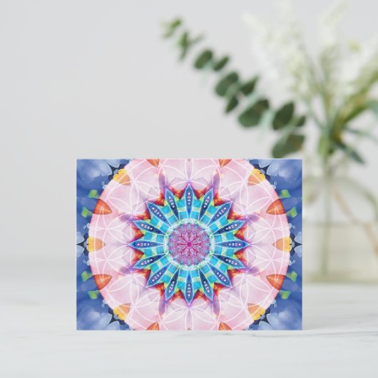 Bloem van Life Mandala 12-kaarten Briefkaart (Staand voorkant)