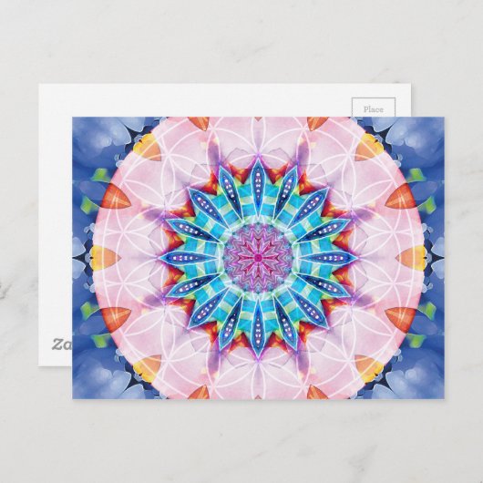 Bloem van Life Mandala 12-kaarten Briefkaart (Voorkant / Achterkant)