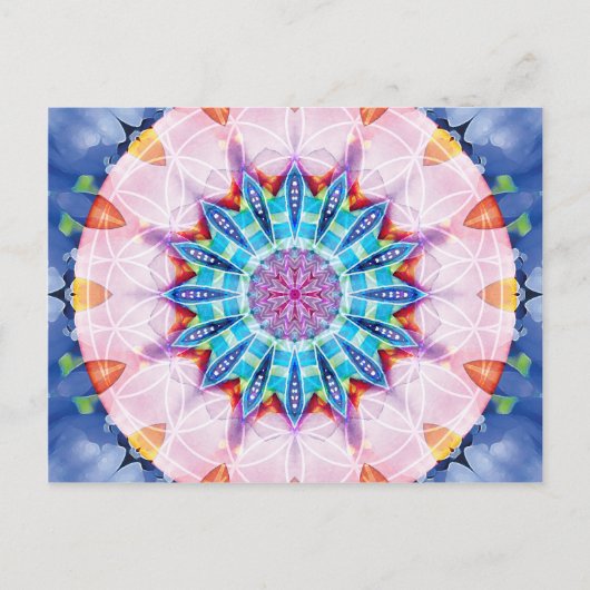 Bloem van Life Mandala 12-kaarten Briefkaart (Voorkant)