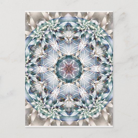 Bloem van Life Mandala 1-kaarten Briefkaart (Voorkant)